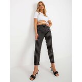 Fashion Hunters Black summer trousers SUBLEVEL made of striped fabric Cene
