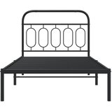  Metalni okvir za krevet s uzglavljem crni 107x203 cm | shoptok.hr