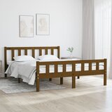 vidaXL Posteljni okvir medeno rjav iz trdnega lesa 135x190 cm 4FT6 | Shoptok.si