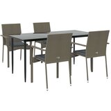  5-dijelni vrtni blagovaonski set crno-sivi od poliratana | shoptok.hr