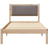 vidaXL Posteljni okvir z oblazinjenim vzglavjem Taupe 90 x 190 cm | Shoptok.si