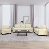  The Living Store Sedežna garnitura 3-delna z blazinami krem umetno usnje - Sedežna Garnitura, (21456512) | Shoptok.si