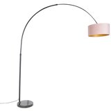 QAZQA Obločna svetilka črn žametni odtenek roza z zlatom 50 cm - XXL Cene