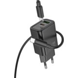 hoco. polnilec N61 GaN PD 20W USB-A, Type C s kablom Type C na Lightning - črn | Shoptok.si