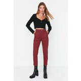 Trendyol Claret Red Pocket Detailed High Waist Mom Jeans Cene