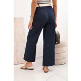 Kesi Włoski Women's cotton pants with wide legs and a belt - denim | Shoptok.si