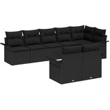 vidaXL 8-dijelni vrtni kauč set s jastučićima Crni poli ratan, 2-sjedalni vrtni kauč sa spremnikom & jastučićima Crni poli ratan | shoptok.hr