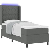 vidaXL Box Spring Postelja z Blazino & LED Temno Siva 90x190 cm Tkanina Cene