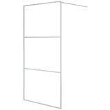 Pregrada za tuš srebrna 100 x 195 cm s prozirnim staklom ESG | shoptok.hr