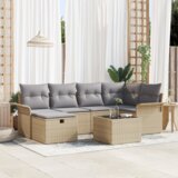  7-dijelni vrtni kauč set s jastučićima Bež poli ratan | shoptok.hr