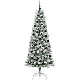 vidaXL Umjetno božićno drvce s nogom Zelena i bijela 210 cm PVC | shoptok.hr
