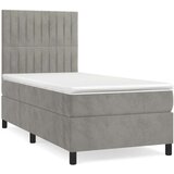 Box spring postelja z vzmetnico svetlo siva 100x200 cm žamet, (20727013) | Shoptok.si