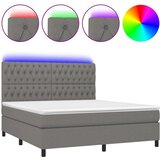  Box spring postelja z vzmetnico LED temno siva 180x200 cm blago, (20788876) | Shoptok.si