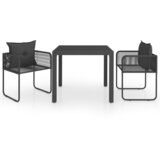  3-dijelni vrtni blagovaonski set od PVC ratana crni Crna Dužina stola 79 cm | Shoptok.si