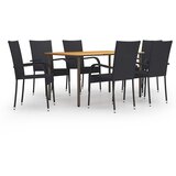  7-dijelni vrtni blagovaonski set od poliratana crni | shoptok.hr