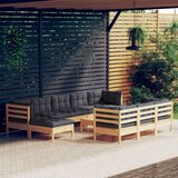  Vrtna sedežna garnitura 11-delna s sivimi blazinami borovina, (20973185) | Shoptok.si
