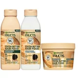 Garnier Fructis Hair Food Cocoa Butter Smoothing Shampoo Set šampon 350 ml + balzam za lase 350 ml + maska za lase 400 ml za ženske