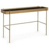 BIZZOTTO Stranska mizica s stekleno mizno ploščo v zlati barvi 43x120,5 cm Rashida – Cene