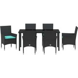  Set stola i stolica s jastukom 7 pcs Crna PE ratan | shoptok.hr