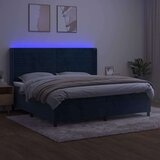  Box spring postelja z vzmetnico LED temno modra 200x200cm žamet | Shoptok.si