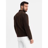Ombre men's retro biker jacket with stand-up collar - brown | ePonuda.com