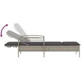  Ležalnik z blazino svetlo siv 63x200x81 cm poli ratan | Shoptok.si