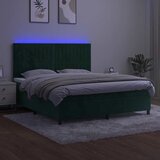  Krevet box spring s madracem LED tamnozeleni 160x200 cm baršun | shoptok.hr