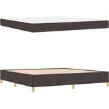  Postelja z vzmetnico Temno rjava in bela 200 x 200 cm blago | Shoptok.si