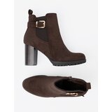 Shelvt Dark brown ankle boots with a decorative buckle | shoptok.hr