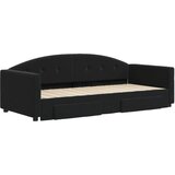  Dnevni krevet na razvlačenje s ladicama crni 90 x 200 cm baršun | shoptok.hr