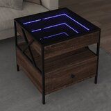 vidaXL Klubska mizica z neskončnimi LED rjavi hrast 50x50x51 cm Cene