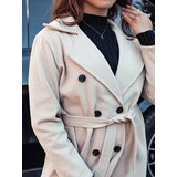 DStreet Płaszcz damski oversize CASHMELY długi drobno prążkowany beżowy | shoptok.hr