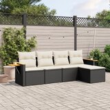 Maison Chic Seti vrtnega pohištva - Vrtna garnitura - Vrtni pohištvo set 5-delna z blazinami črn poli ratan, (21815541) | Shoptok.si