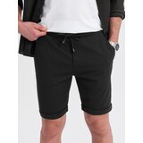 Ombre Men's knit shorts with rolled up legs - black | shoptok.hr