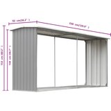  Vrtna ostava za drva od pocinčanog čelika 330x92x153 cm siva | shoptok.hr