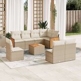 vidaXL 9-dijelni set vrtnih sofa s jastucima bež od poliratana | shoptok.hr