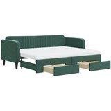  The Living Store Izvlečna dnevna postelja s predali temno zelena 80x200 cm žamet - Izvlečna Dnevna Postelja, (21489157) | Shoptok.si
