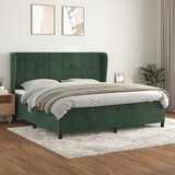 vidaXL Box spring postelja z vzmetnico temno zelena 200x200 cm žamet Cene