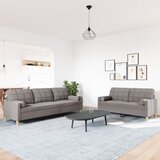  2-dijelni set sofa s ukrasnim jastucima smeđesivi od tkanine | shoptok.hr