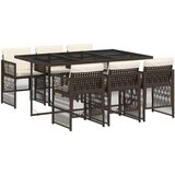  7-dijelni vrtni blagovaonski set s jastucima poliratan smeđi | shoptok.hr