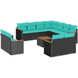 vidaXL 12-delni vrtni komplet sedežnih garnitur z blazinami črne barve poli ratan, (5000293360) | Shoptok.si