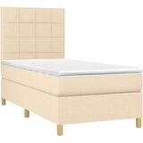 VidaXL Box spring postelja z vzmetnico krem 80x200 cm blago Slike
