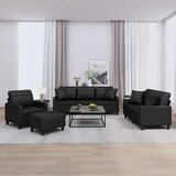  4-dijelni set sofa s jastucima crni od umjetne kože Crna | shoptok.hr