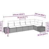 vidaXL 6-delni set vrtnih kavčev z blazinami bež poli ratan | Shoptok.si