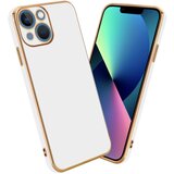 Cadorabo Ohišje, združljiv z Apple v sijajnem belem - zlati - zaščitni pokrov iz fleksibilnega silikona TPU in z zaščito pred kamero, (20603613) Cene