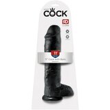 King Cock 11 - veliki, testikularni dildo (28cm) - crn | shoptok.hr