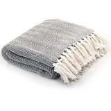vidaXL pregrinjalo iz bombaža ribja kost 220x250 cm mornarsko modro Cene