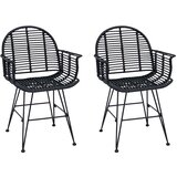  Stolac za blagovanje 2 pcs Ratan i čelik Crna 57 x 55 x 85 cm | shoptok.hr