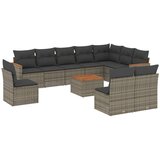 The Living Store Vrtna sedežna garnitura 11-delna z blazinami siv poli ratan - Vrtna Sedežna Garniture, (21462452) | Shoptok.si