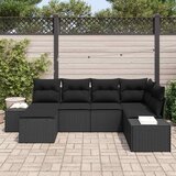  Sjedeća garnitura za vrt 6 kom. Crna poliratan 184 x 62 x 85 cm | shoptok.hr